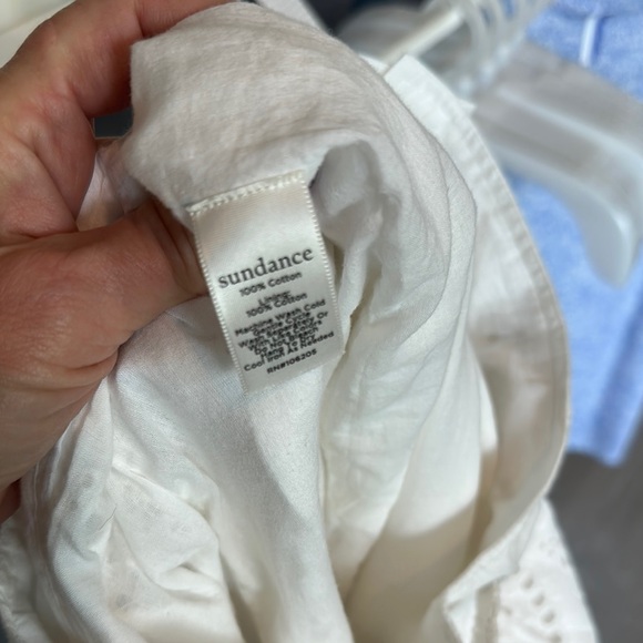 White Cropped Lace Pants with Eyelet Design - Picture 7 of 8